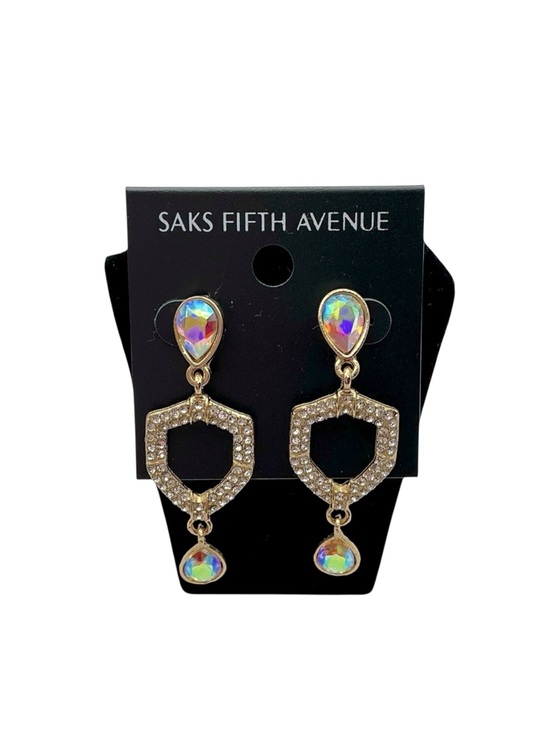 Saks Fifth Avenue Jewelry - Saks Fifth Avenue Gold Plated, Aurora, & Clear Teardrop, Jewelry Earrings